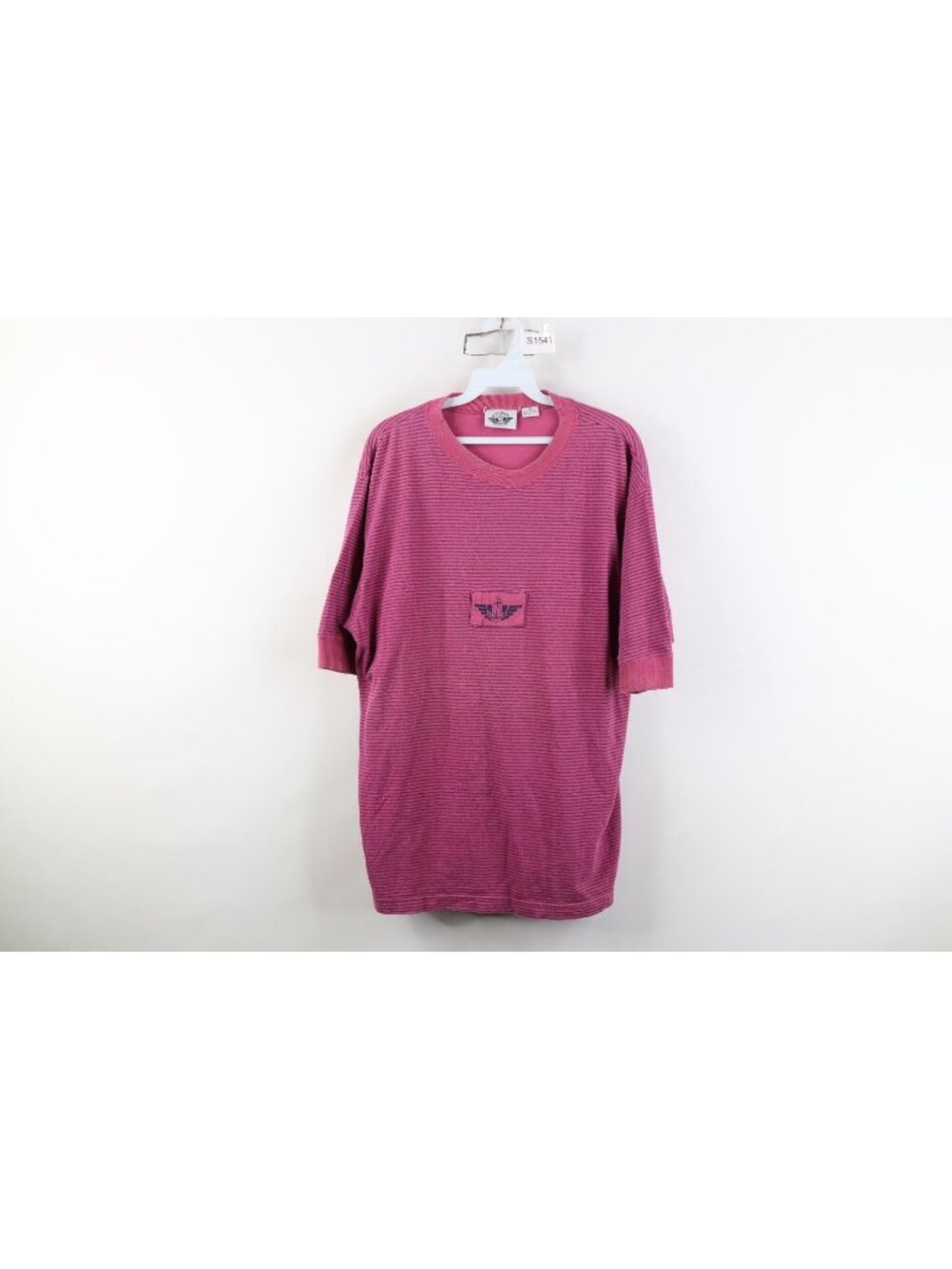 Vtg 90s Dockers Levi's Mens Medium Baggy Box Logo Striped Ringer T-Shirt Pink